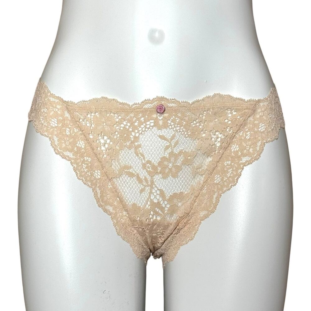 Victoria's Secret Dream Angels Brazilian Lace Panty Beige XL